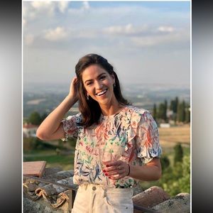 Tanya Taylor cream & multi-color blouse